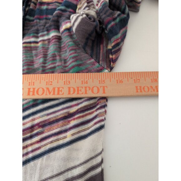 BKE Hooded Duster Cardigan Womens Size Medium Colorful Stripe Lightweight Boho - Picture 9 of 9